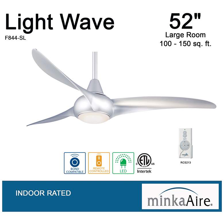 Image 6 52" Minka Aire Light Wave Silver Modern Ceiling Fan with Remote more views