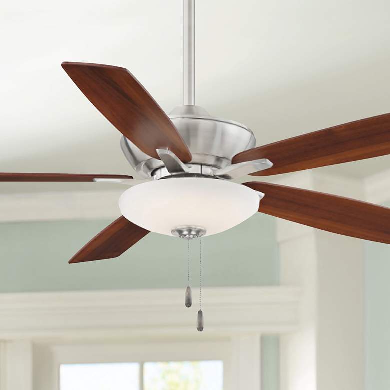 Image 1 52 inch Minka Aire Minute Brushed Nickel LED Ceiling Fan with Pull Chain