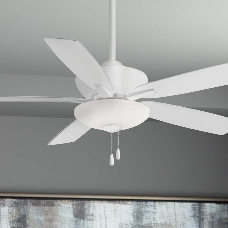 Image 1 52 inch Minka Aire Minute Flat White Indoor Pull Chain LED Ceiling Fan