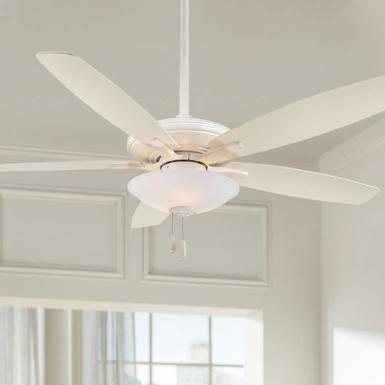 Image 1 52 inch Minka Aire Mojo Bone White LED Ceiling Fan with Pull Chain