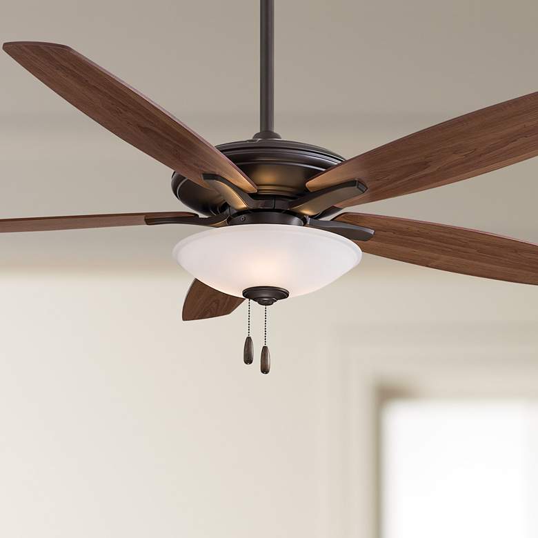 Image 1 52 inch Minka Aire Mojo Bronze Ceiling Fan with LED Light and Pull Chain