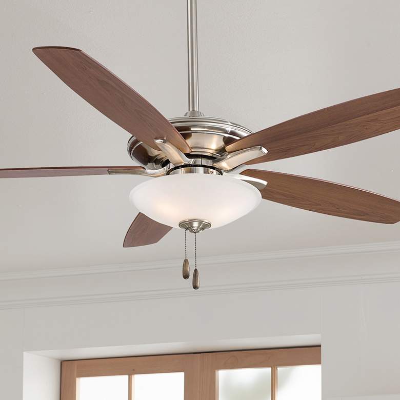 Image 1 52 inch Minka Aire Mojo Brushed Nickel LED Ceiling Fan with Pull Chain