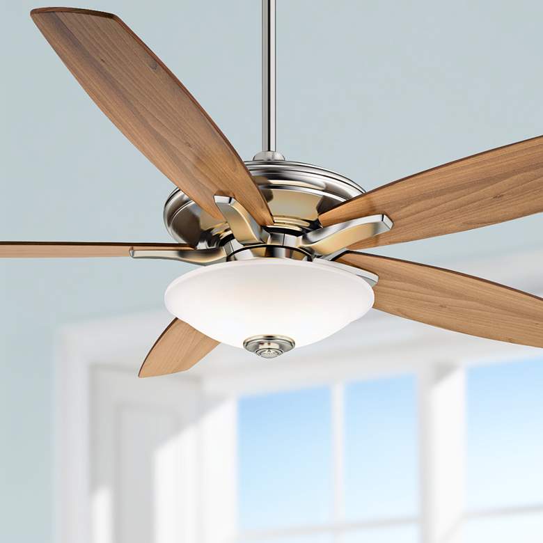 Image 1 52 inch Minka Aire Mojo Frosted White Glass - Nickel Ceiling Fan
