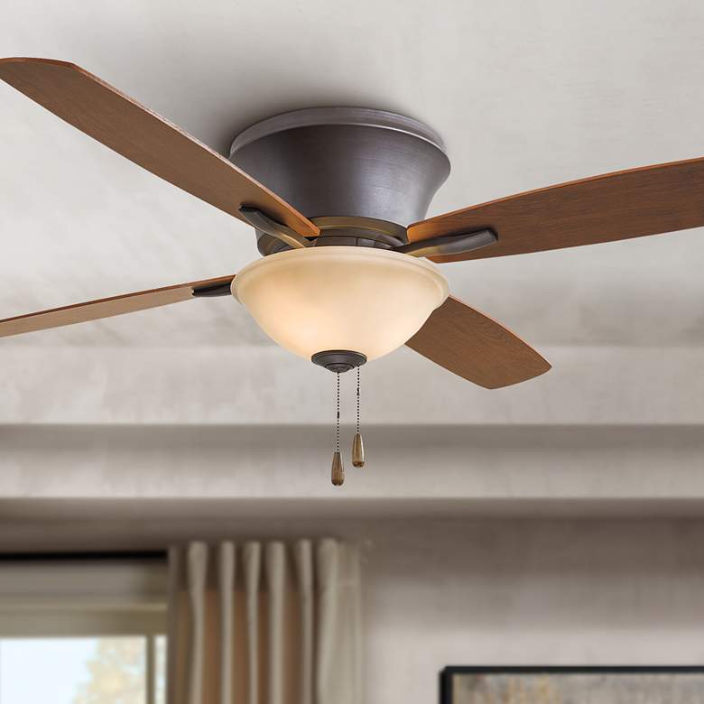 Image 1 52 inch Minka Aire Mojo II Bronze LED Hugger Ceiling Fan with Pull Chain
