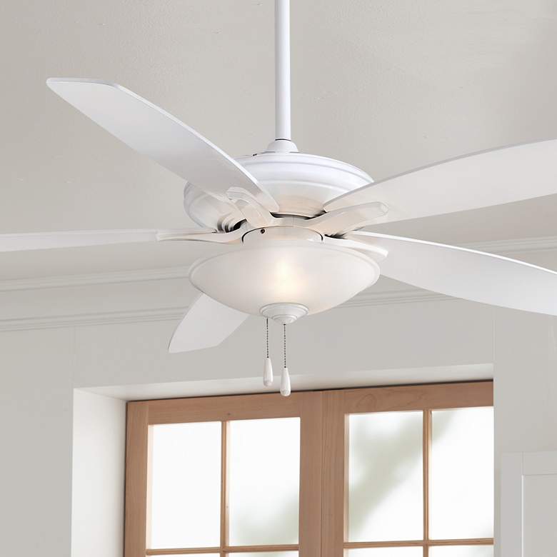Image 1 52 inch Minka Aire Mojo White LED Ceiling Fan with Pull Chain