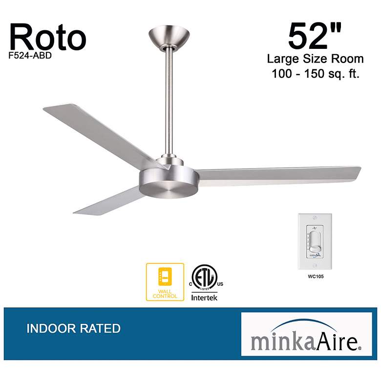 Image 7 52" Minka Aire Roto Brushed Aluminum Ceiling Fan with Wall Control more views