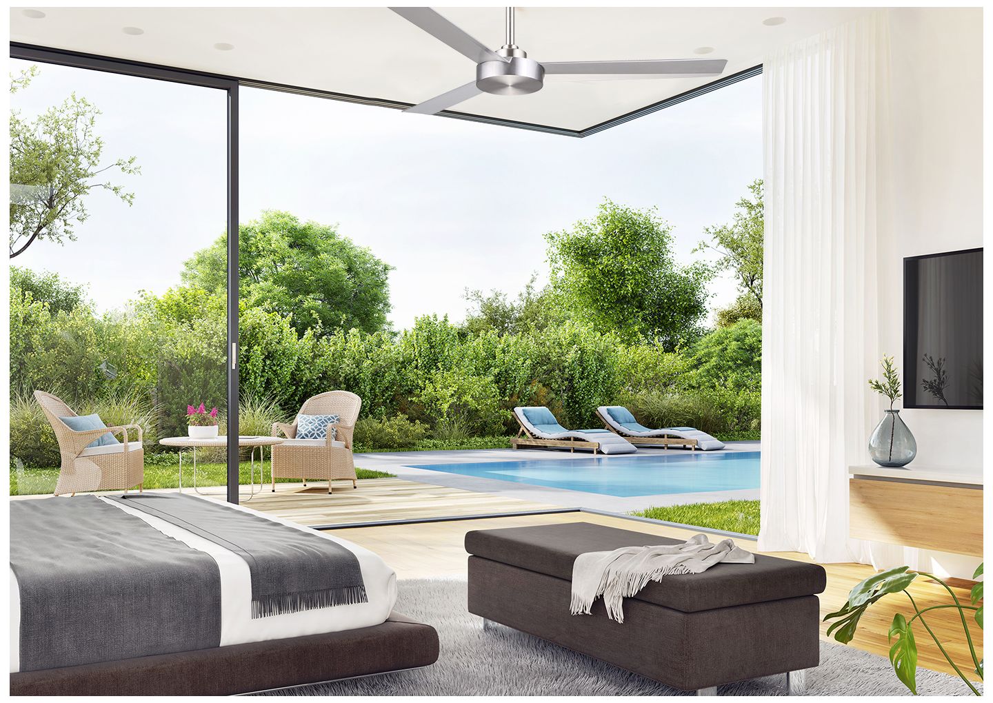 52" Minka Aire Roto Brushed Aluminum Ceiling Fan with Wall Control