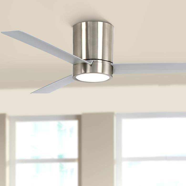Image 1 52" Minka Aire Roto Brushed Nickel LED Hugger Ceiling Fan with Remote