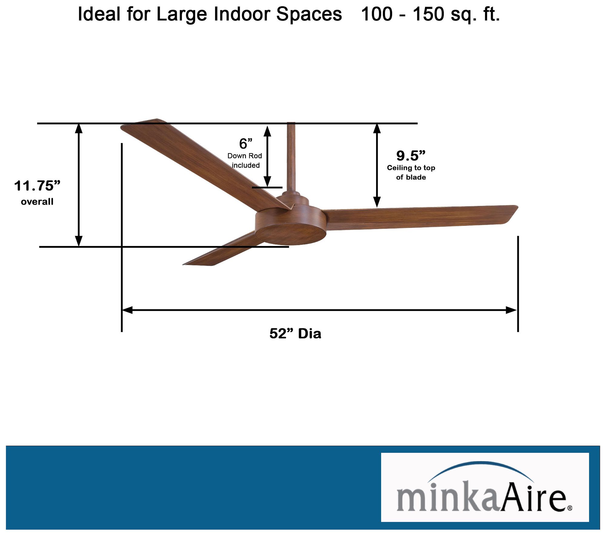 52" Minka Aire Roto Distressed Koa Ceiling Fan with Wall Control