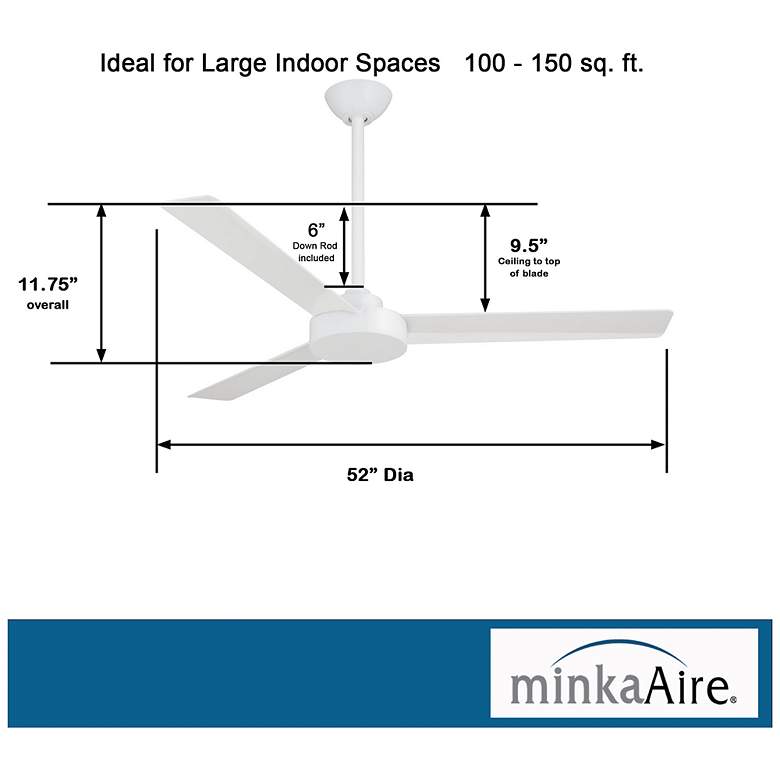 Image 7 52" Minka Aire Roto Flat White 3-Blade Ceiling Fan with Wall Control more views
