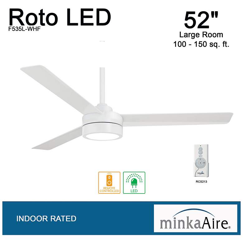 Image 5 52" Minka Aire Roto Flat White Indoor LED Ceiling Fan with Remote more views