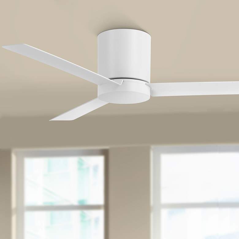 Image 1 52 inch Minka Aire Roto Flat White LED Hugger Ceiling Fan with Remote
