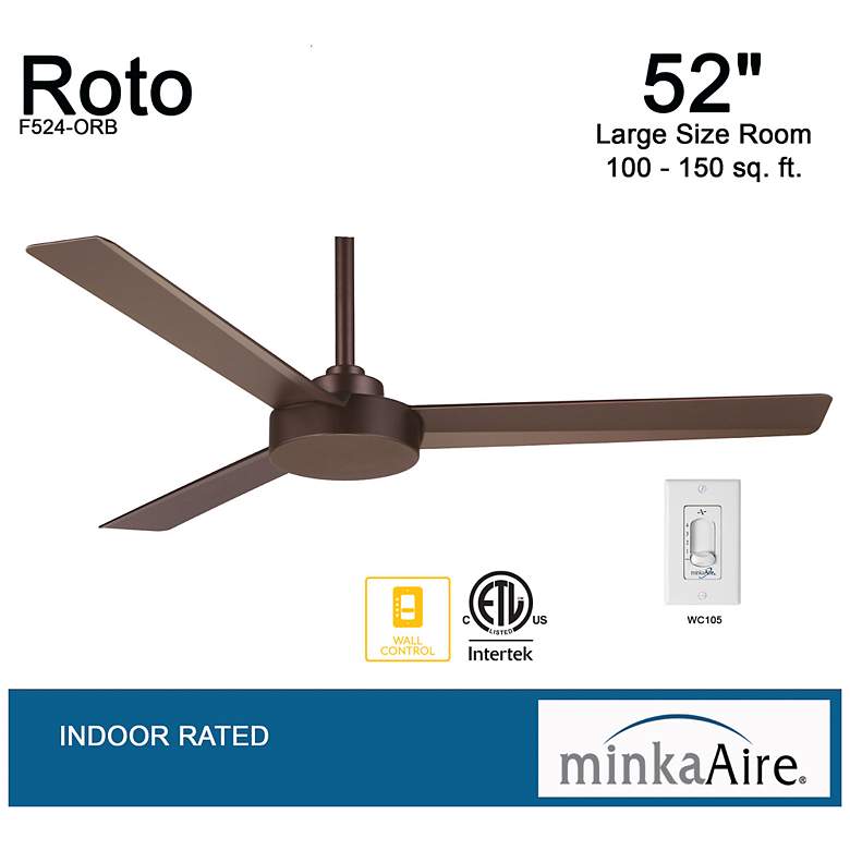 Image 7 52" Minka Aire Roto Oil-Rubbed Bronze Ceiling Fan with Wall Control more views