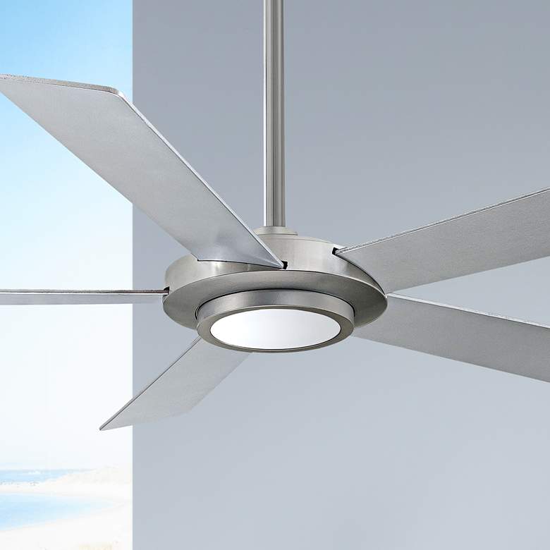 Image 1 52" Minka Aire Sabot Brushed Nickel LED Ceiling Fan with Remote