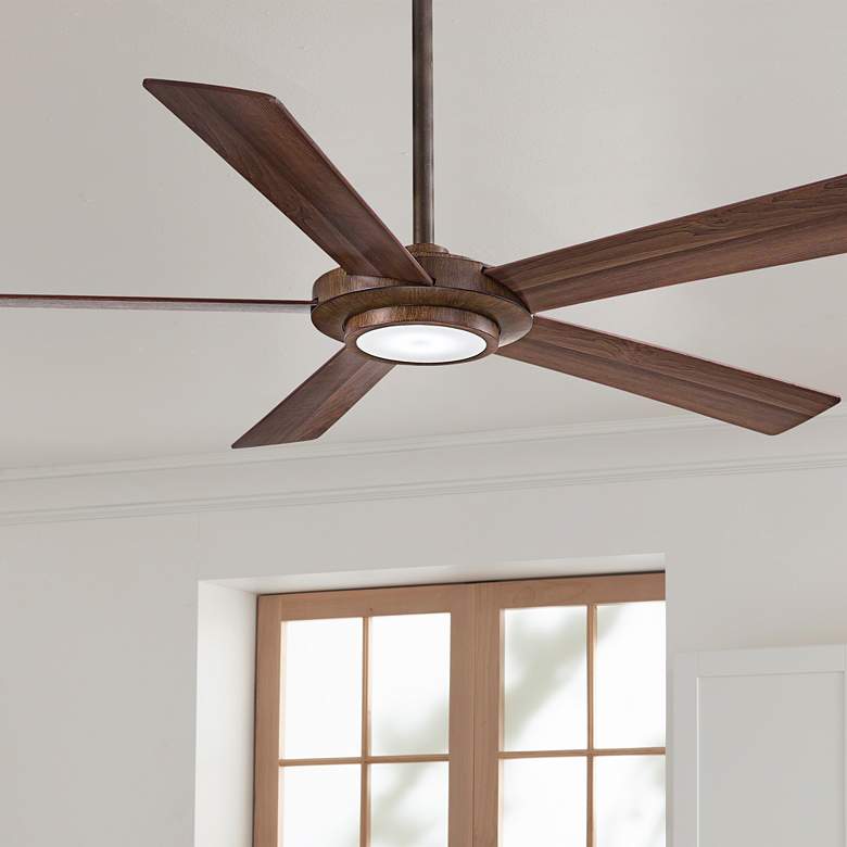 Image 1 52 inch Minka Aire Sabot Distressed Koa LED Ceiling Fan with Remote