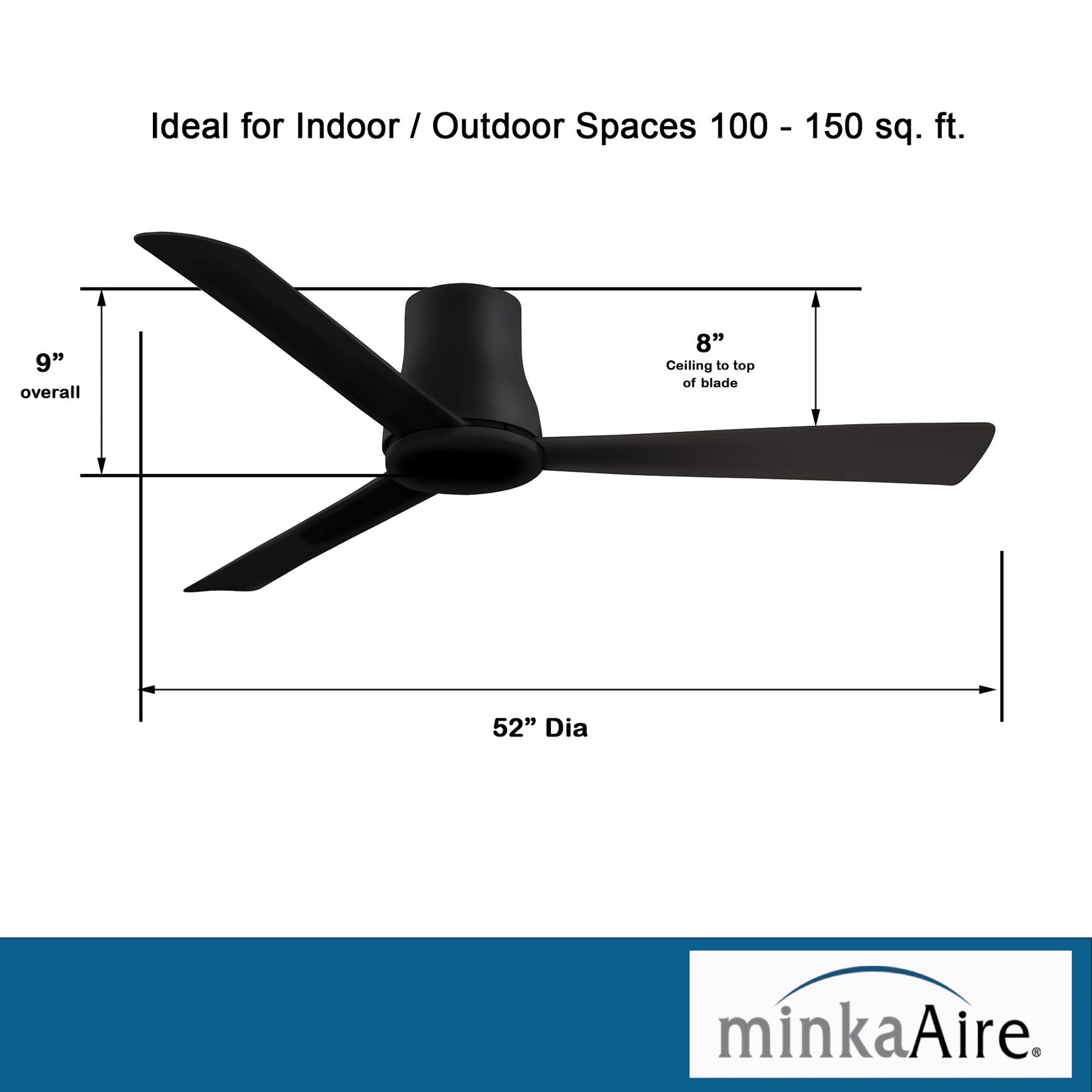 52" Minka Aire Simple Flush Coal Black Outdoor Hugger Ceiling Fan in scene