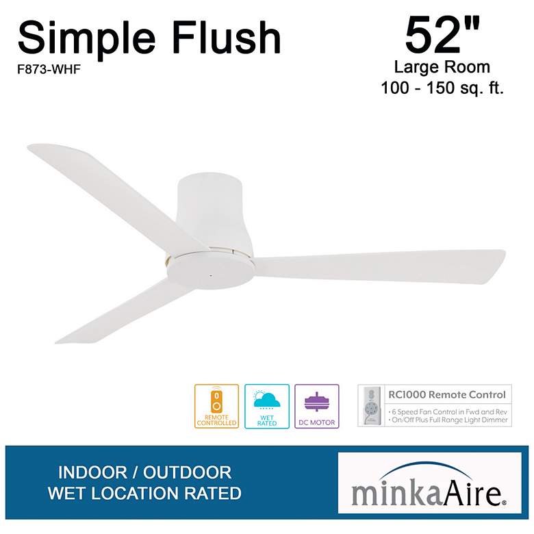 Image 6 52" Minka Aire Simple Flush Flat White Outdoor Hugger Ceiling Fan more views