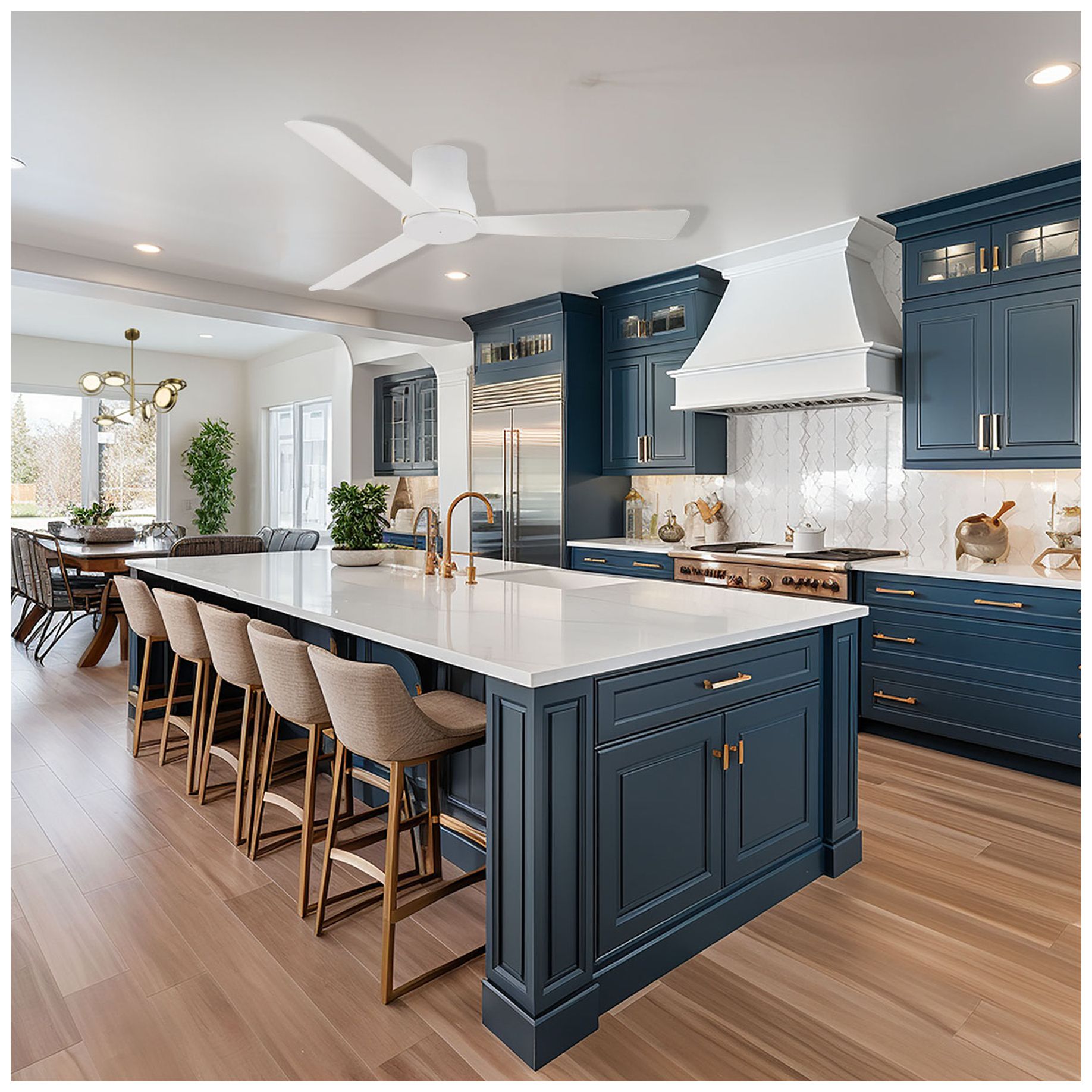 52" Minka Aire Simple Flush Flat White Outdoor Hugger Ceiling Fan in scene