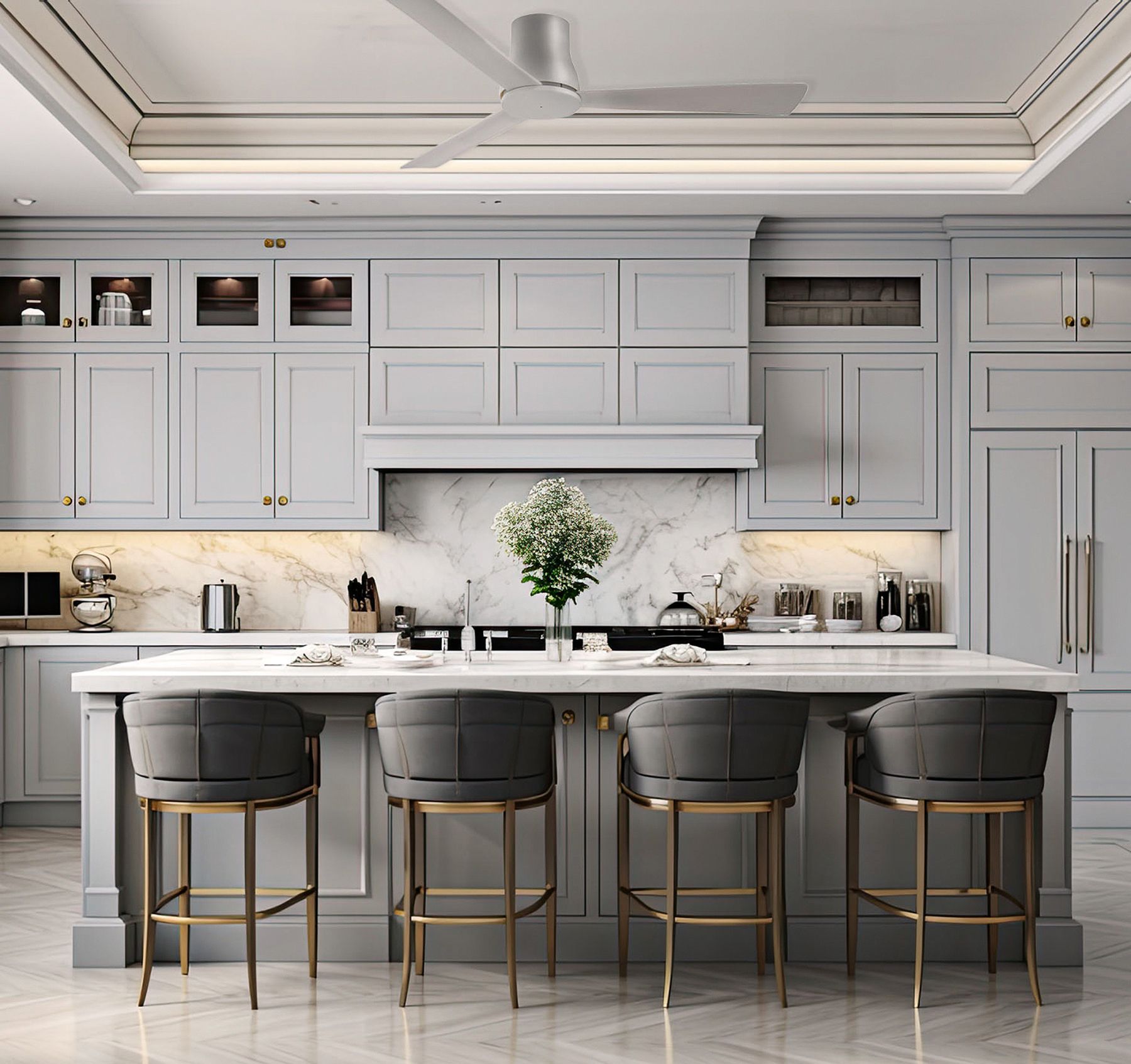 52" Minka Aire Simple Flush Gray Outdoor Hugger Ceiling Fan in scene