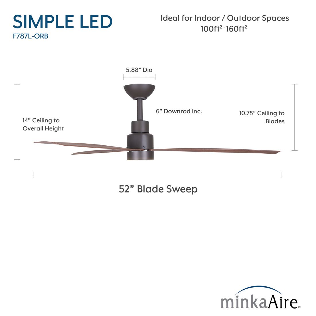 52" Minka Aire Simple Oil-Rubbed Bronze LED Ceiling Fan