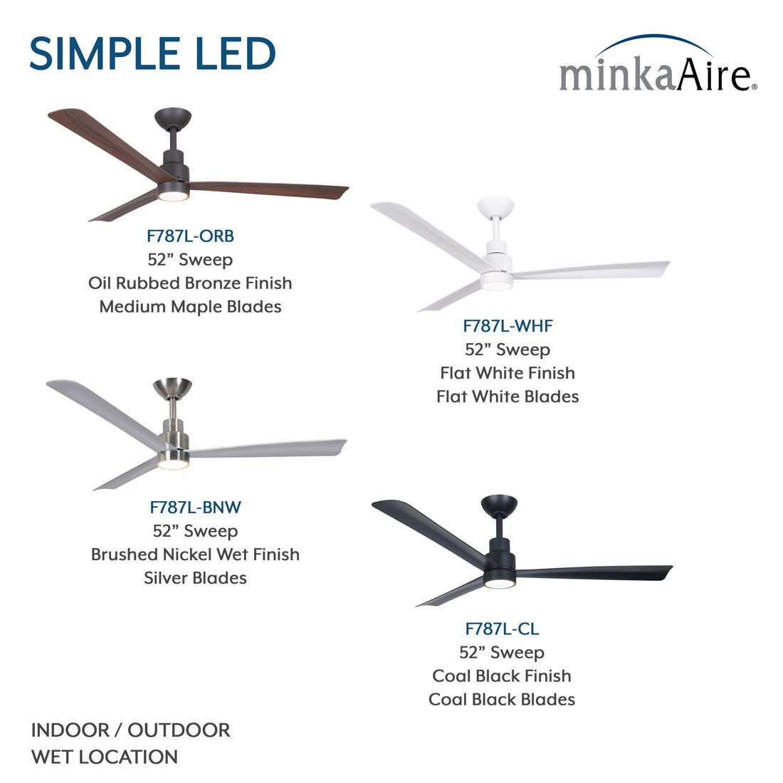 52" Minka Aire Simple Oil-Rubbed Bronze LED Ceiling Fan