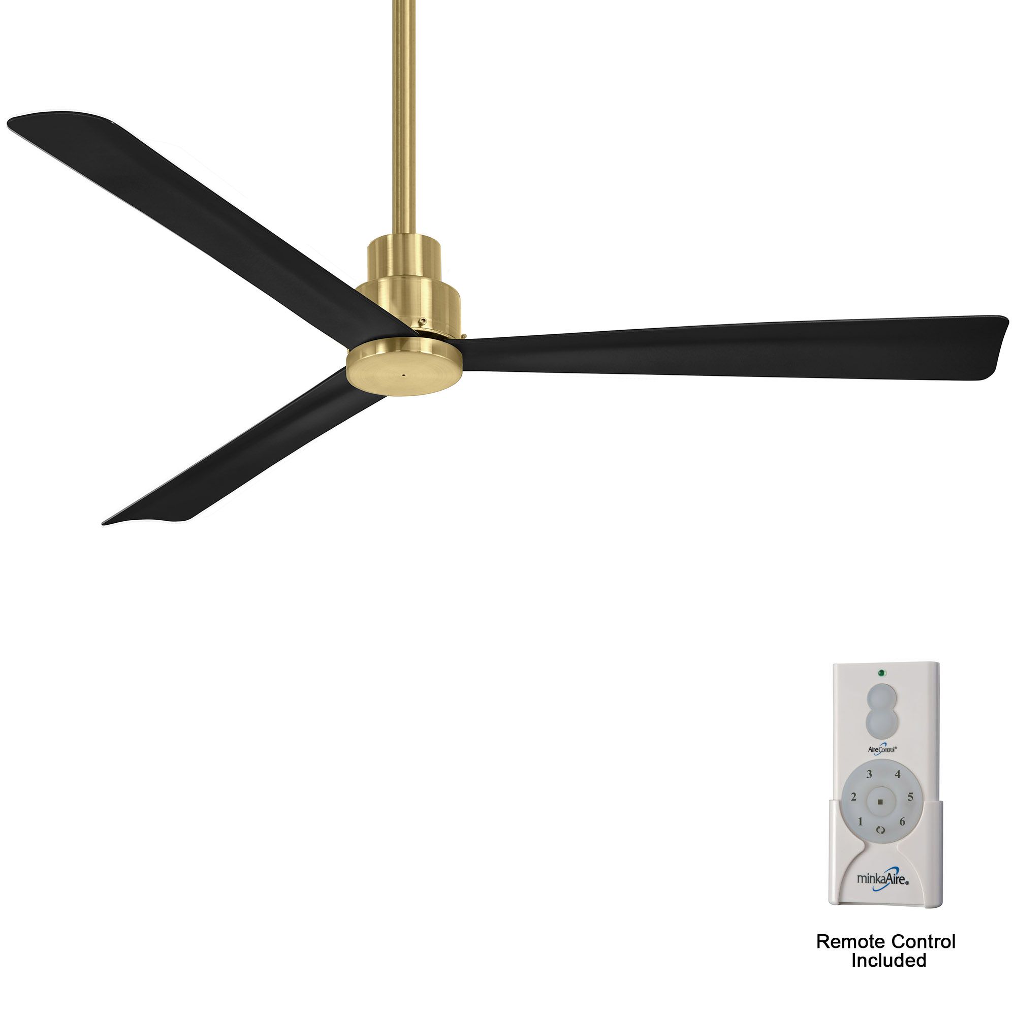 Image 3 52" Minka Aire Simple Soft Brass Wet Ceiling Fan with Remote Control more views