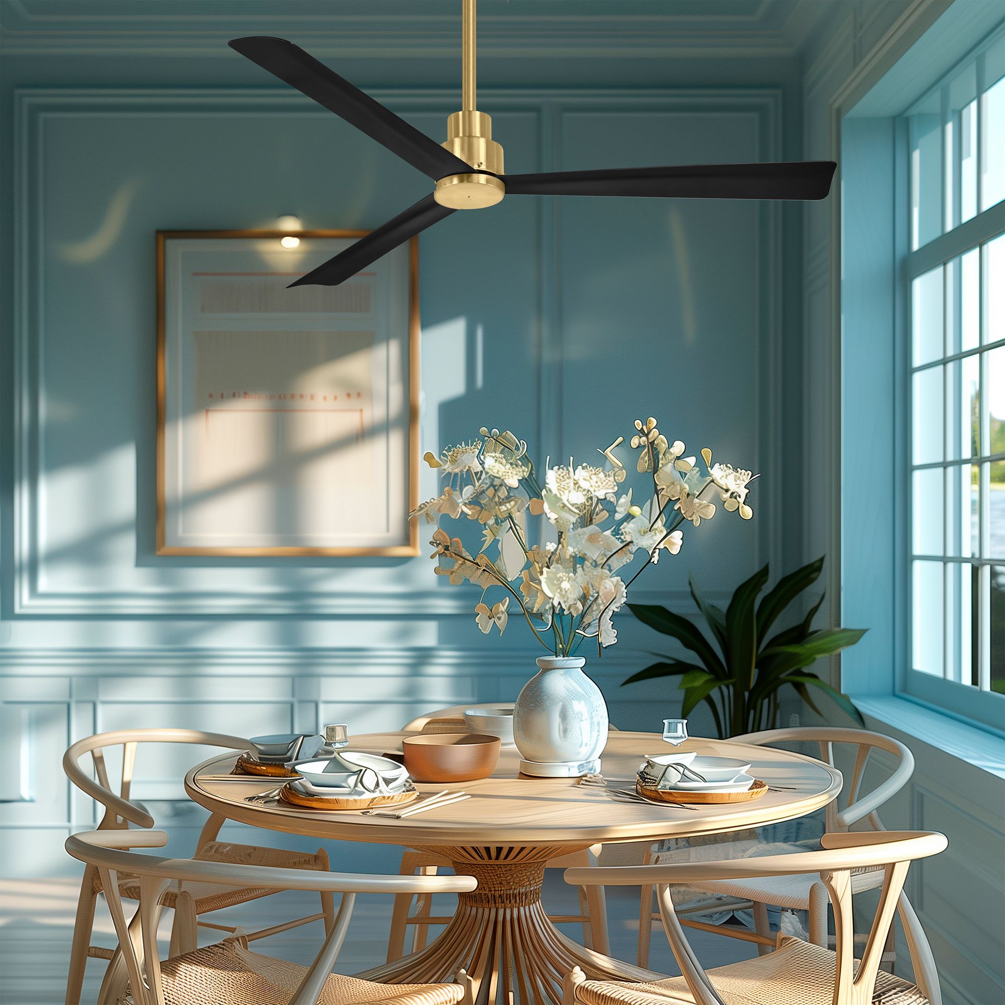 Image 4 52" Minka Aire Simple Soft Brass Wet Ceiling Fan with Remote Control more views