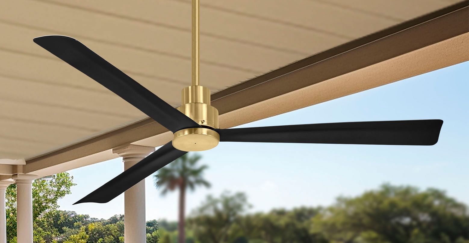 Image 6 52" Minka Aire Simple Soft Brass Wet Ceiling Fan with Remote Control more views