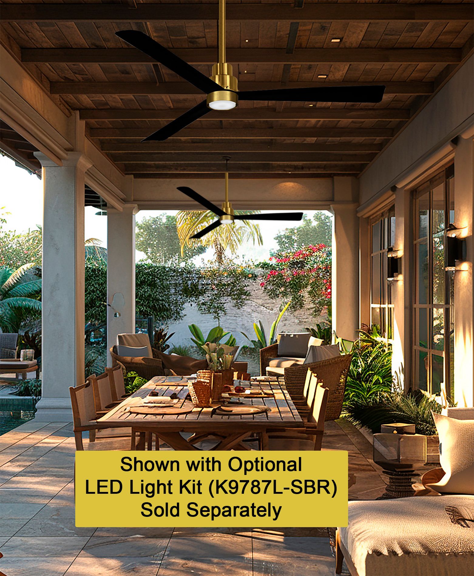 52" Minka Aire Simple Soft Brass Wet Ceiling Fan with Remote Control