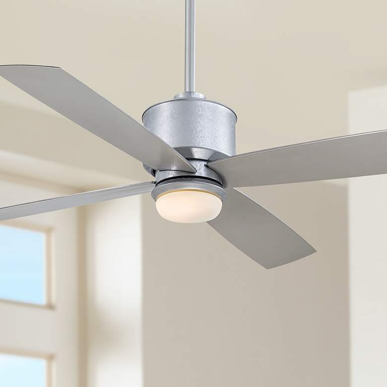 Image 1 52" Minka Aire Strata Galvanized Outdoor LED Ceiling Fan with Remote
