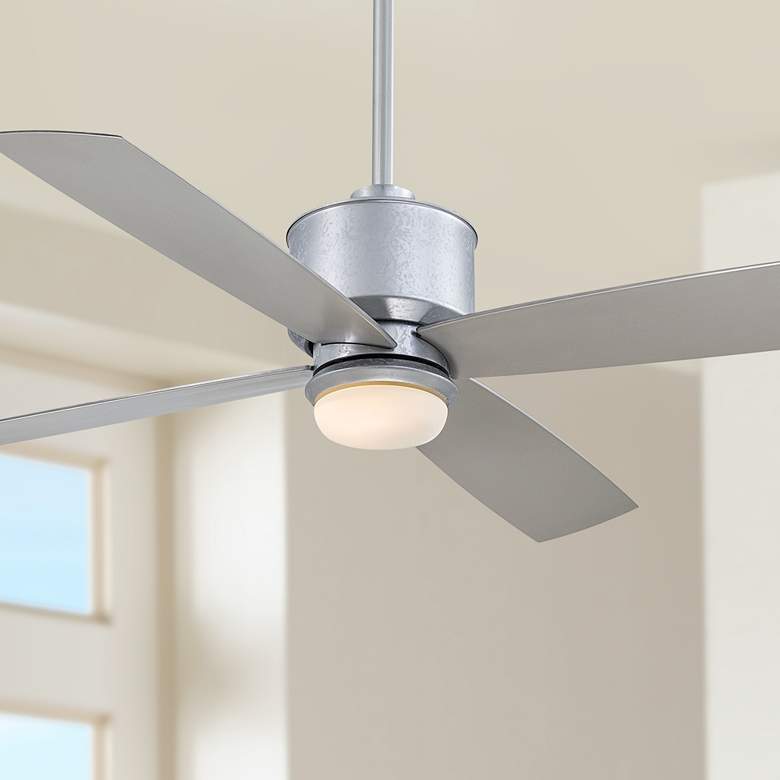 Image 1 52 inch Minka Aire Strata Galvanized Outdoor LED Ceiling Fan with Remote