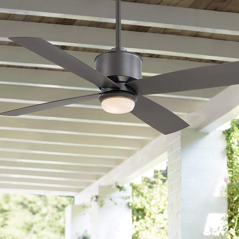 Image 1 52" Minka Aire Strata Smoked Iron Outdoor LED Ceiling Fan with Remote
