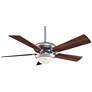 52" Minka Aire Supra Brushed Steel Dark Walnut Ceiling Fan with Remote