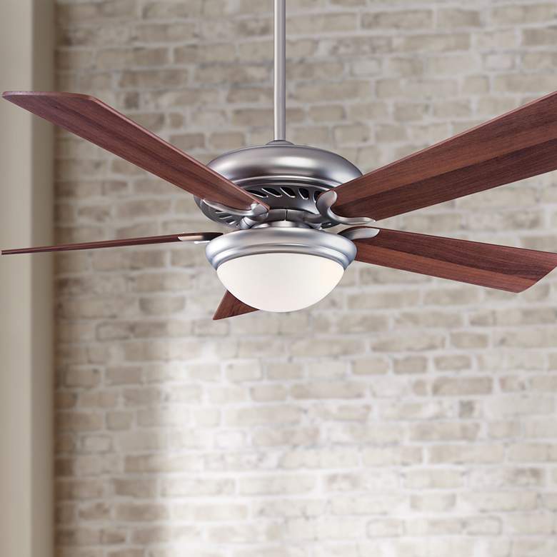 Image 1 52 inch Minka Aire Supra Brushed Steel Dark Walnut Ceiling Fan with Remote