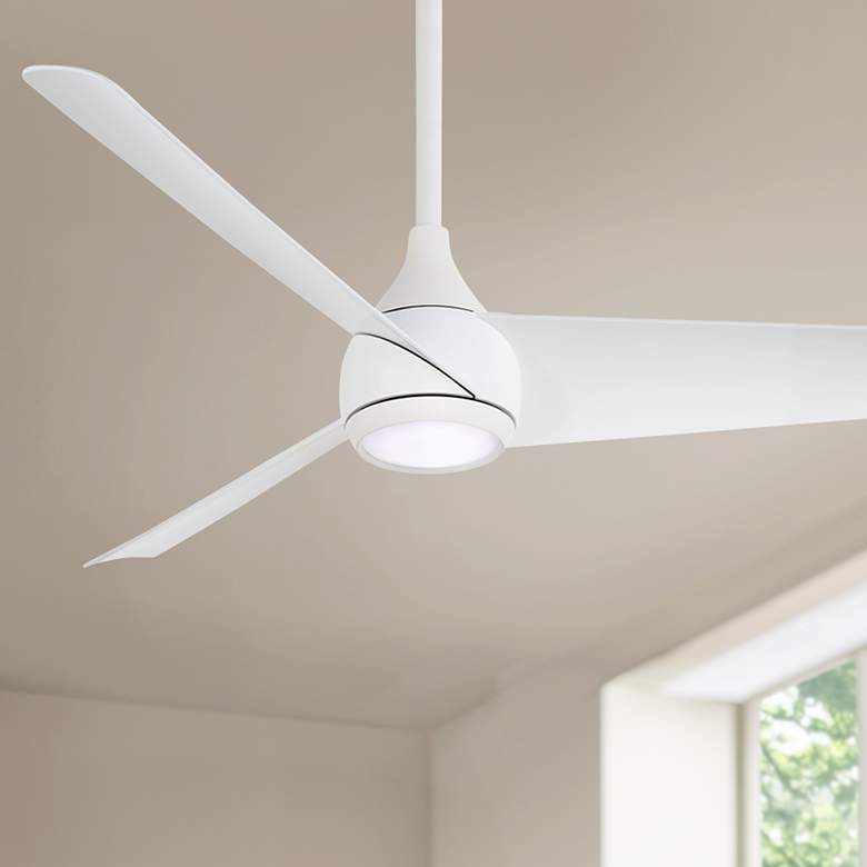 Image 1 52 inch Minka Aire Twist LED Flat White Indoor Smart Fan with Remote