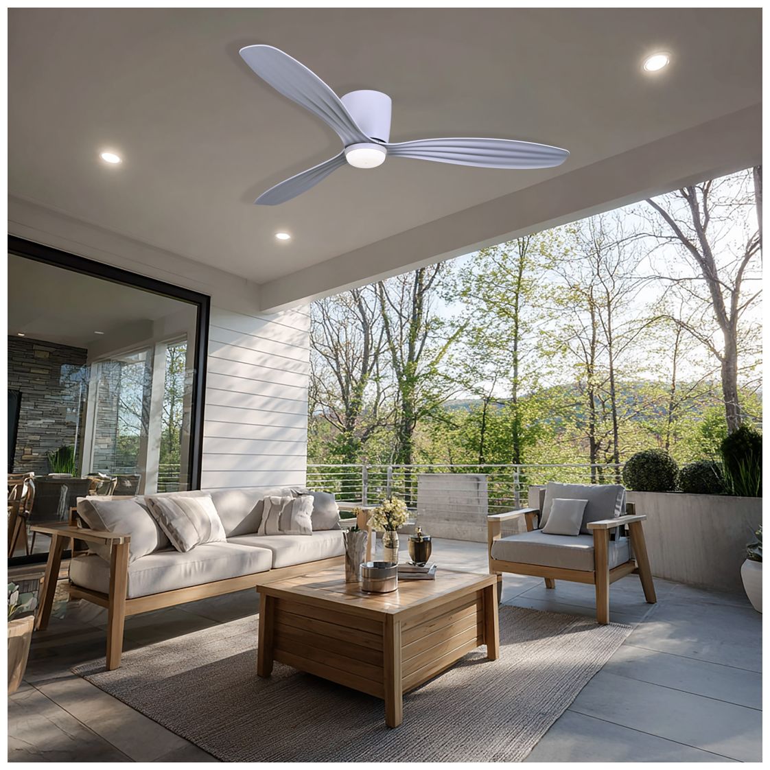 Image 3 52" Minka Aire Ventiara 52-in LED Flat White 3-Blade Ceiling Fan more views