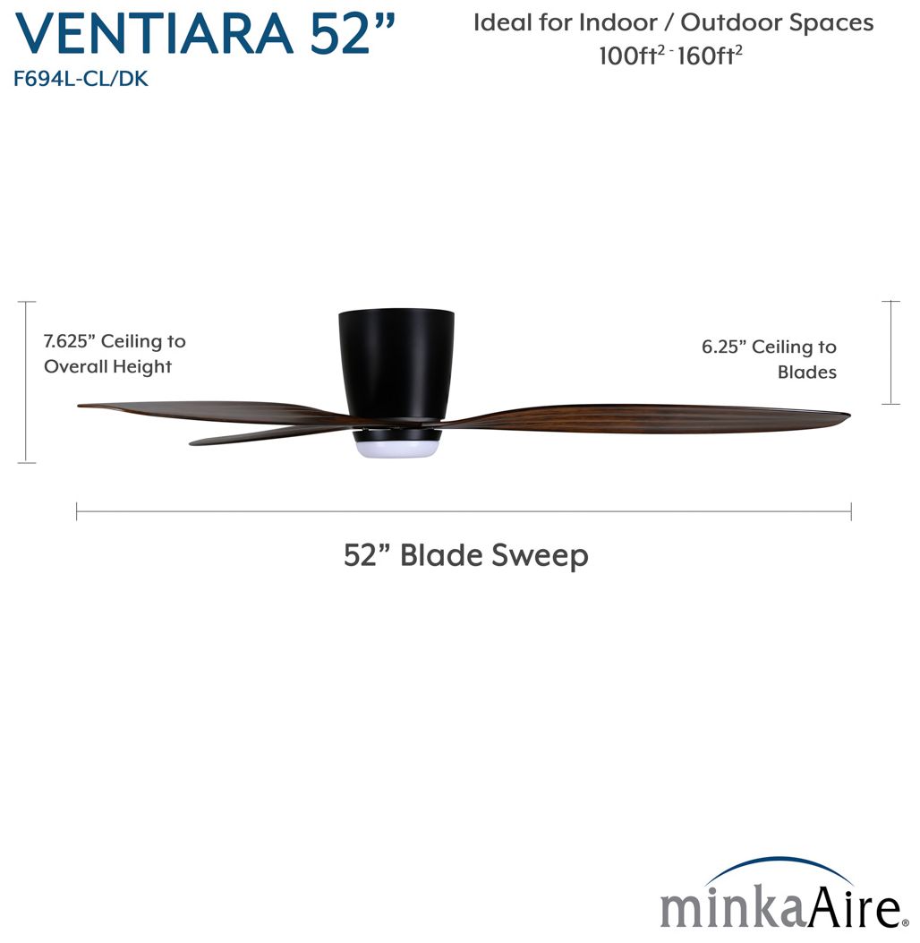 Image 7 52" Minka Aire Ventiara LED Coal Black 3-Blade Ceiling Fan more views