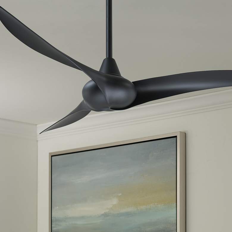 Image 1 52 inch Minka Aire Wave Coal Black Indoor Ceiling Fan with Remote Control