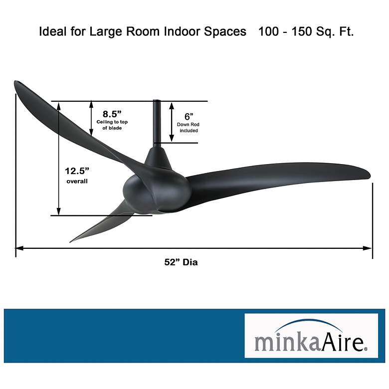 Image 7 52" Minka Aire Wave Coal Black Indoor Ceiling Fan with Remote Control more views