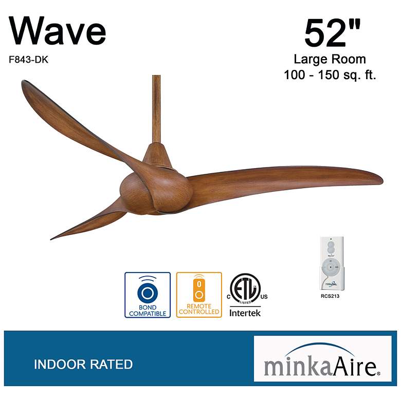 Image 7 52 inch Minka Aire Wave Distressed Koa Indoor Ceiling Fan with Remote more views