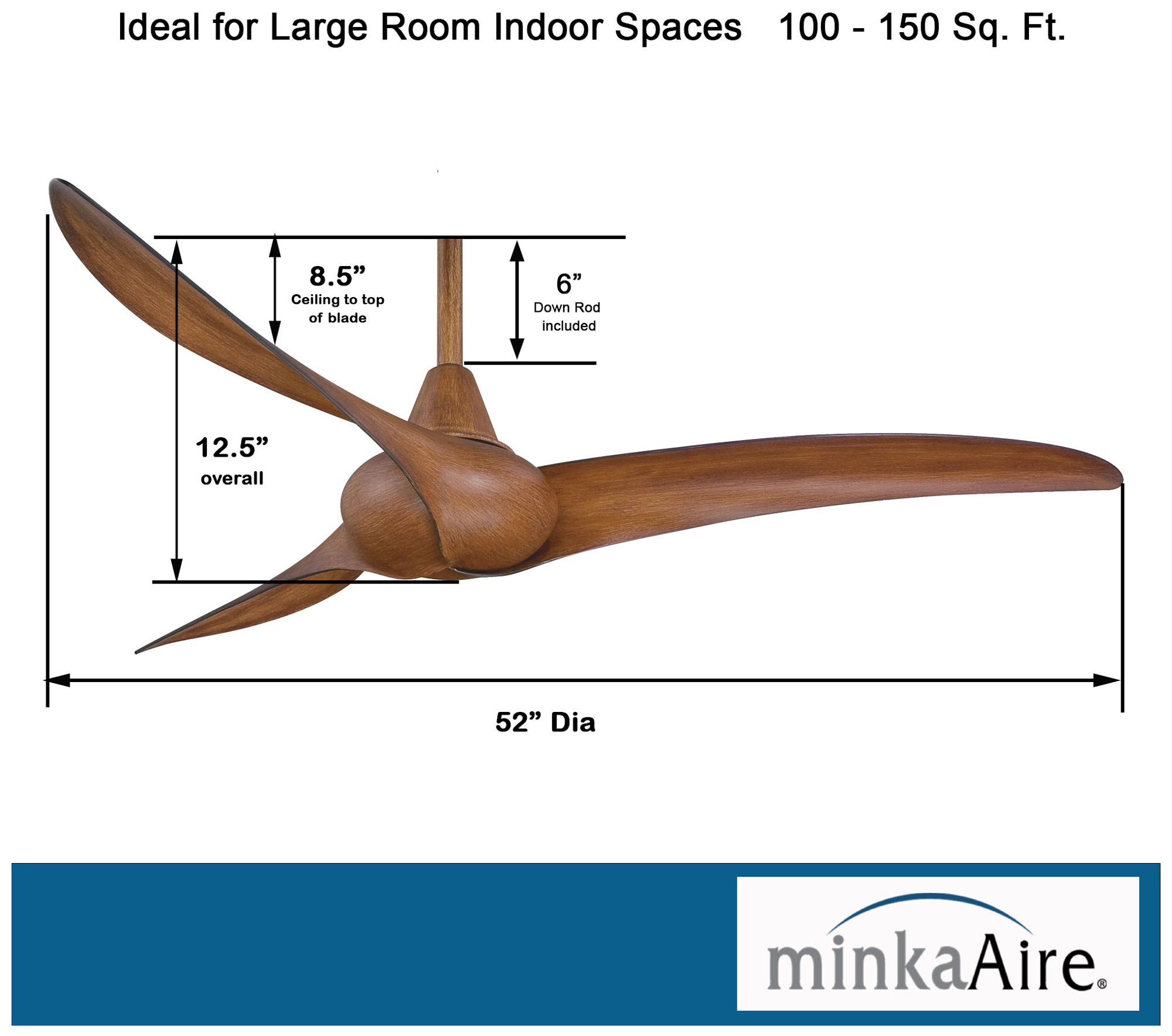 52" Minka Aire Wave Distressed Koa Indoor Ceiling Fan with Remote
