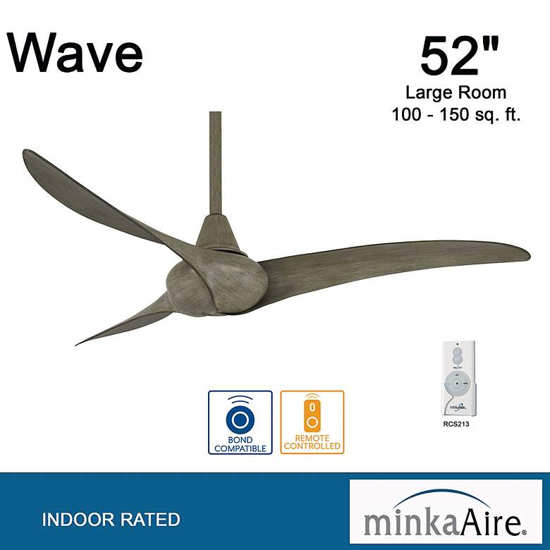 Image 4 52 inch Minka Aire Wave Driftwood Ceiling Fan with Remote Control more views