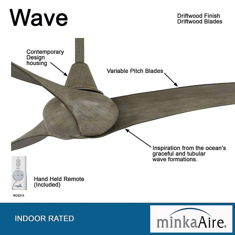 Image 5 52" Minka Aire Wave Driftwood Ceiling Fan with Remote Control more views