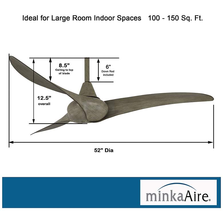 Image 6 52" Minka Aire Wave Driftwood Ceiling Fan with Remote Control more views