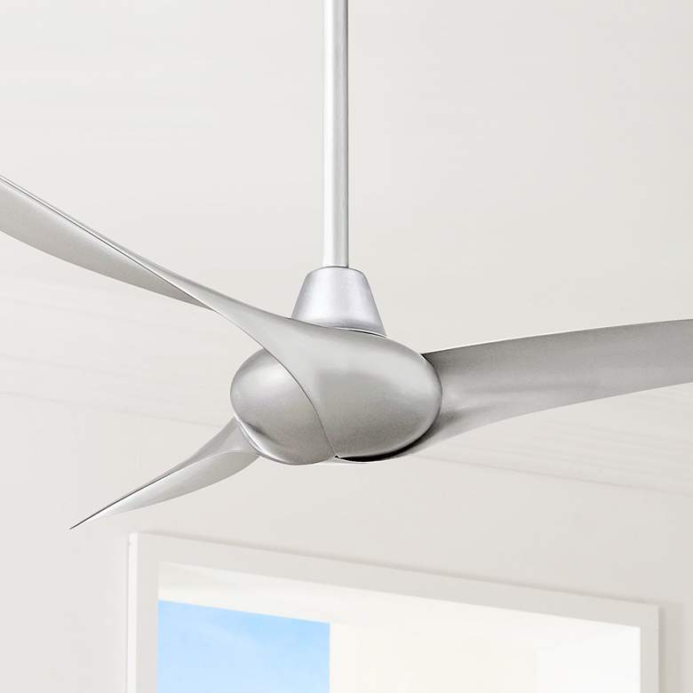 Image 1 52 inch Minka Aire Wave Silver Modern Indoor Ceiling Fan with Remote
