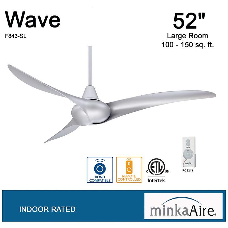 Image 5 52" Minka Aire Wave Silver Modern Indoor Ceiling Fan with Remote more views