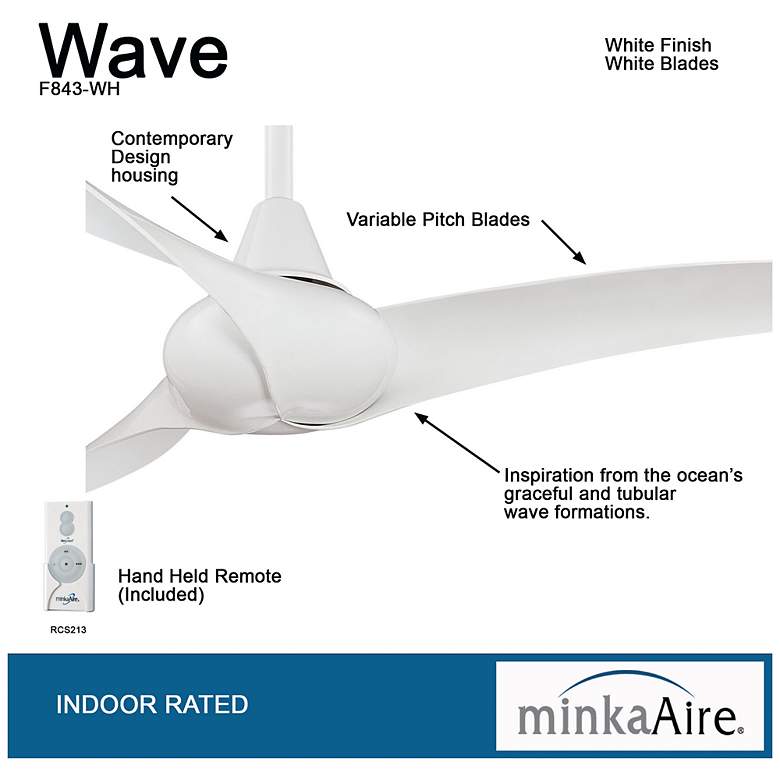 Image 6 52" Minka Aire Wave White Finish Indoor Ceiling Fan with Remote more views