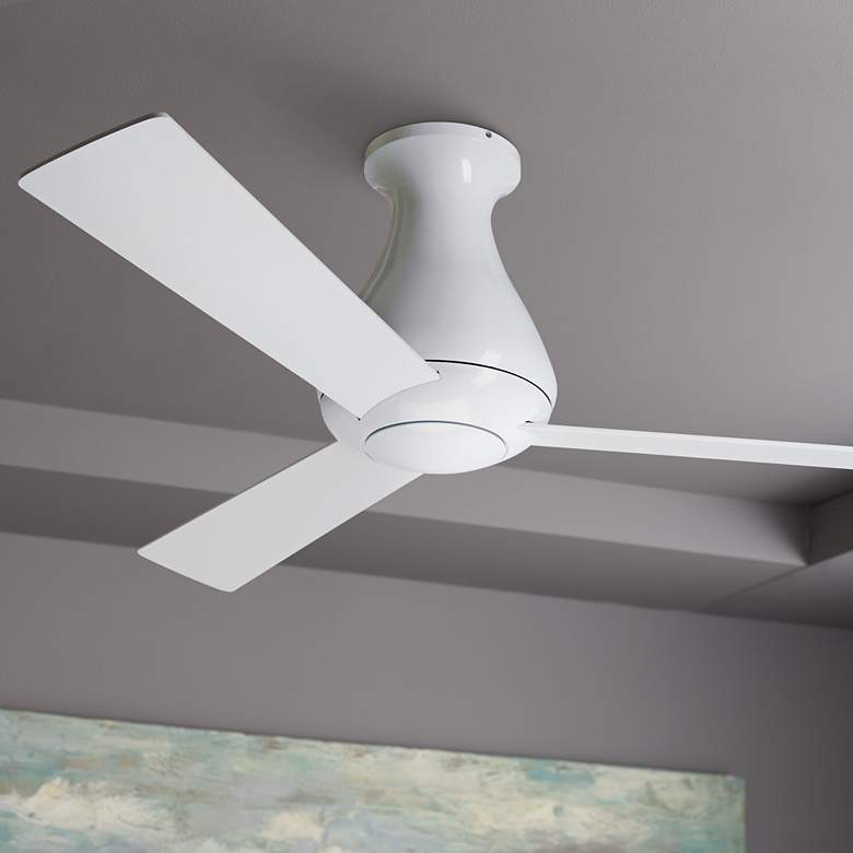 Image 1 52 inch Modern Fan Altus Gloss White Hugger Ceiling Fan with Remote