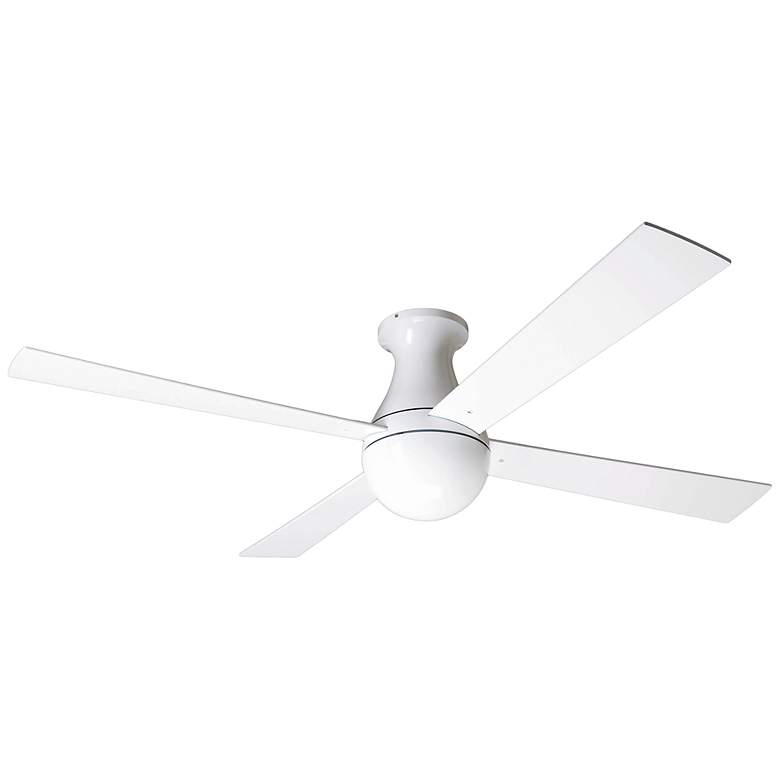 Image 2 52 inch Modern Fan Ball Gloss White Hugger Ceiling Fan with Remote