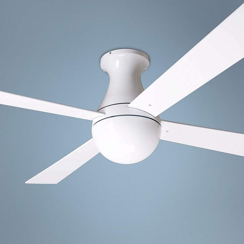 Image 1 52 inch Modern Fan Ball Gloss White Hugger Ceiling Fan with Remote